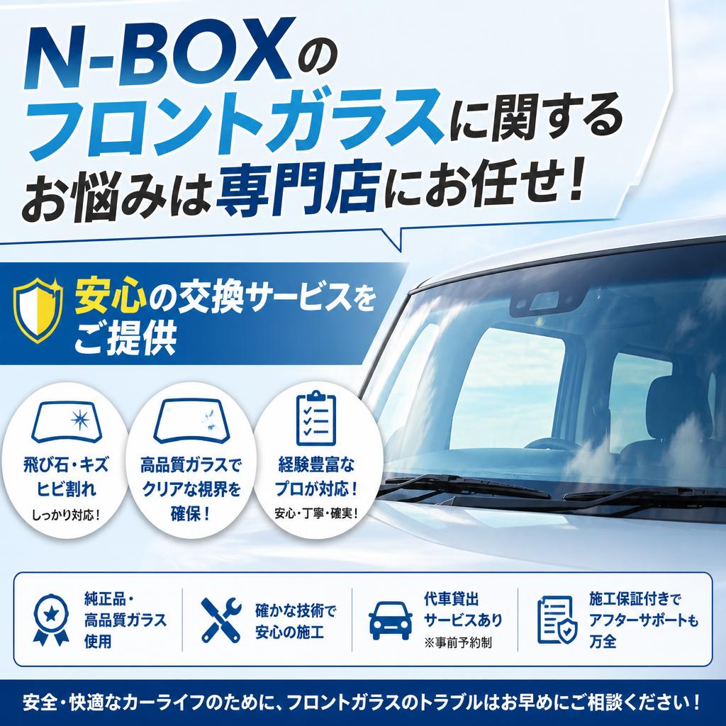 N-BOXのフロントガラスに関するお悩みは専門店にお任せ！安心の交換サービスをご提供