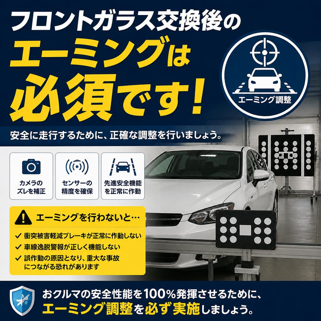 フロントガラス交換後のエーミングは必須です！